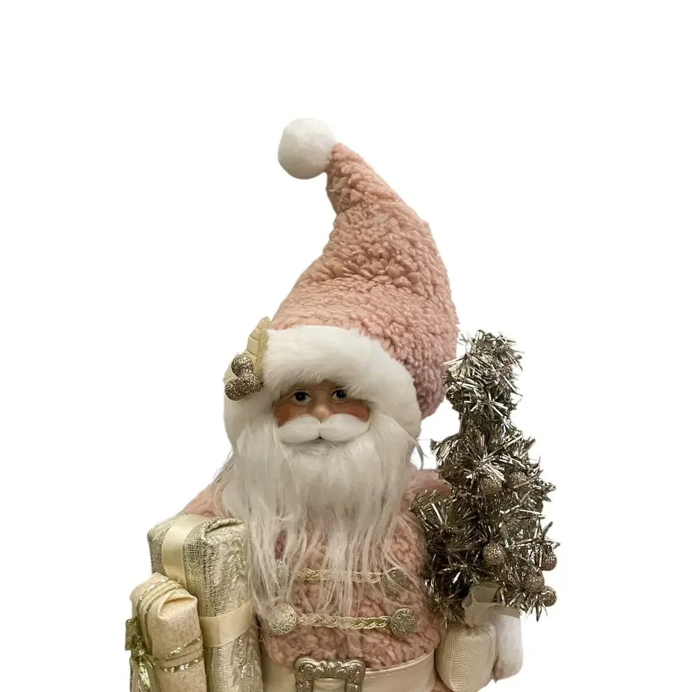 Christmas Santa Figurine 18in Pink Gold and Silver 34th & Pine Holiday Decor New